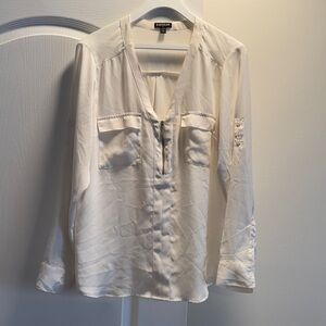 Express Women's Cream V-Neck Blouse